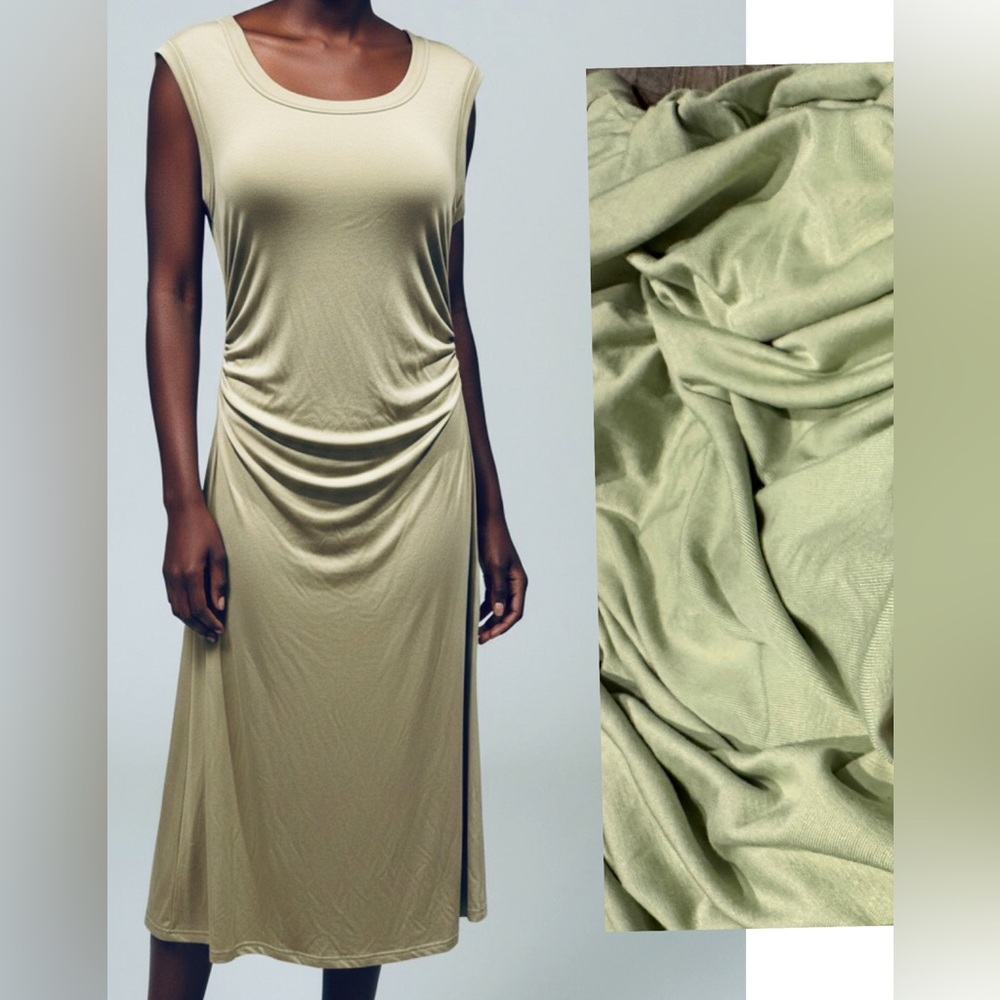 OGL Ruched Brami Midi Dress Green Size Large New with Tags